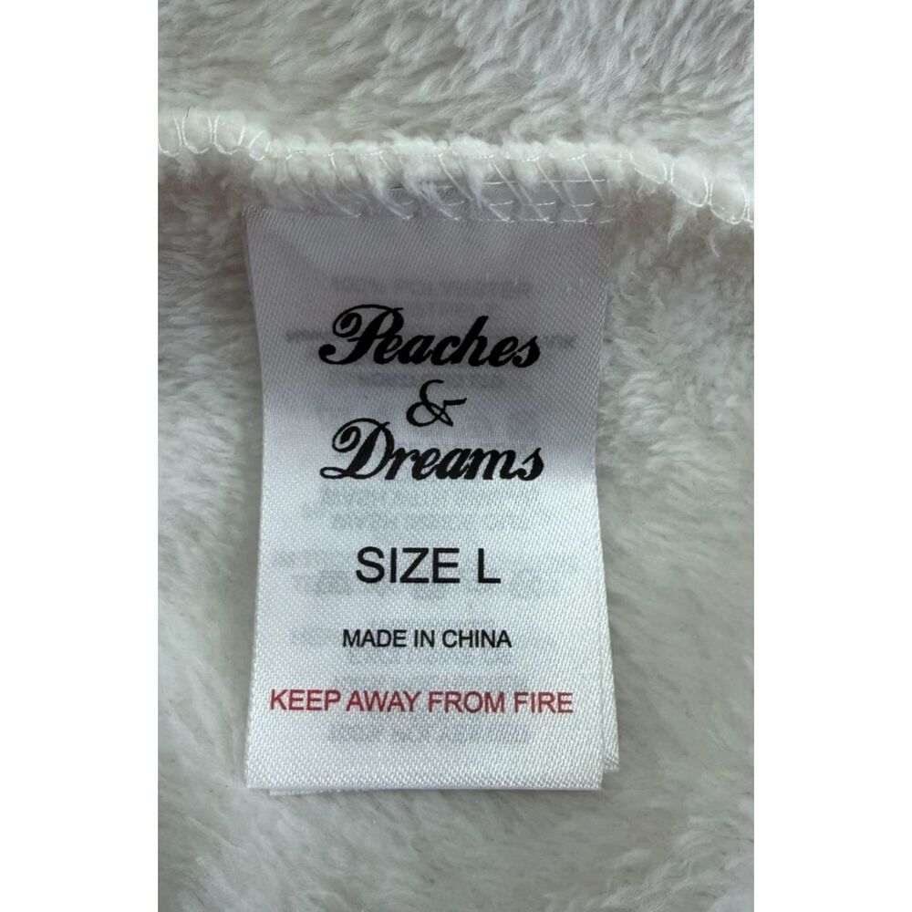 Peaches & Dreams Bathrobe Plush Soft Faux Fur Cozy Warm Robe Women's Size L - Picture 6 of 7